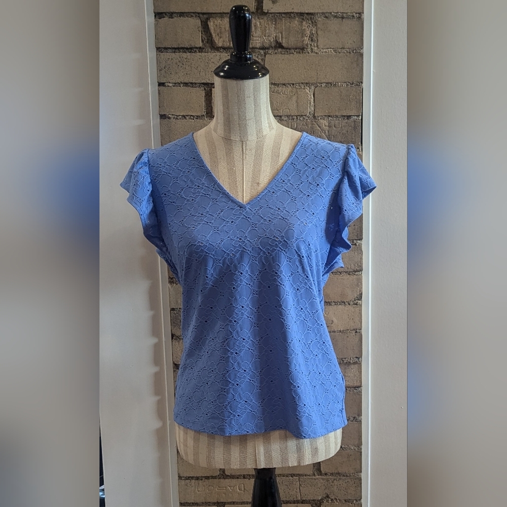 MICHAEL KORS Blue Cap Sleeve Top